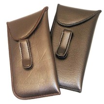 2 Pk Black &amp; Brown Pocket Glasses Case With Clip Shirt Pocket Soft Glass... - £13.67 GBP