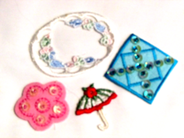 APPLIQUES sew on for girls, umbrella, oval/flowers, flower, square (appl... - $2.00