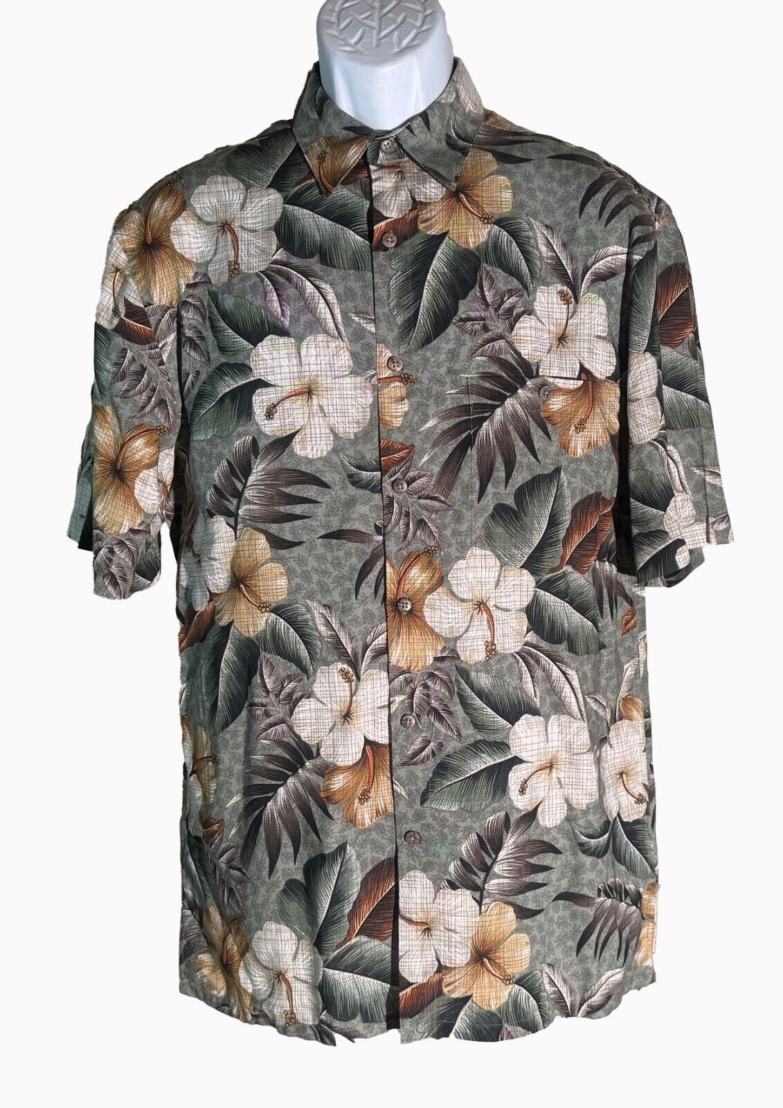 ISLAND SHORES Men&#39;s Short Sleeve Button Down Rayon Hawaiian Shirt Small - $10.88