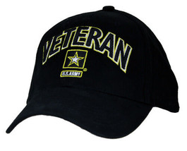 Army Star Logo 3-D Veteran Military Black Hat Cap - £26.56 GBP