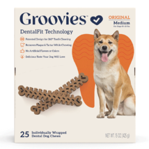 GROOVIES Dog Dental Chews Gravity Box Medium 25ct - $1,704.66 MXN