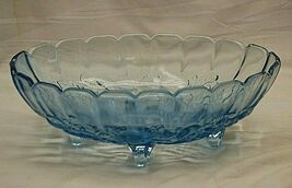 Indiana Glass Oval Blue Centerpiece Fruit Bowl Footed Scalloped Edge Vin... - $29.69