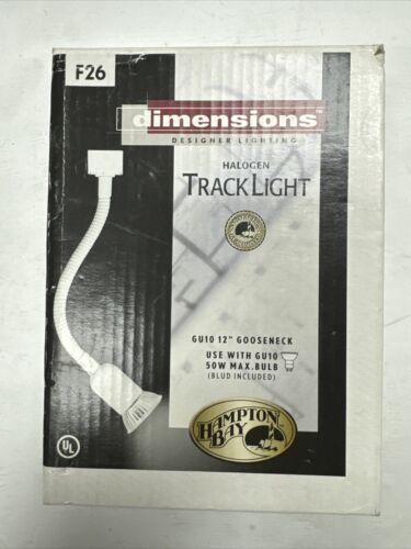 Primary image for DIMENSIONS Hampton Bay Halogen Track Light Head GU10 12” Gooseneck White F26