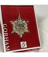 GORHAM ORNAMENT OUR FIRST CHRISTMAS SILVERPLATE BOX 3.25&quot; HEART STAR HANGER - $9.00