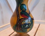 Hand Painted Wooden Vase 9&quot;Tall Bird/jungle Theme Glossy Finish Singed G... - $15.83