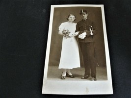 Officer and Beautiful Wife -Real Photo Postcard (RPPC)-Stamp Box- 1935. - £11.78 GBP