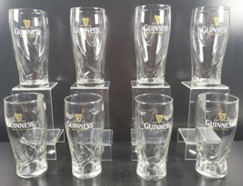 (8) Guinness Pint Glasses Set Logo Embossed Harp Tumblers Restaurant Bar... - $89.07