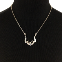 CLADDAGH sterling silver necklace - lite blue glass heart crown hands Ir... - £31.55 GBP