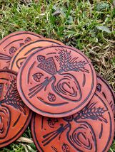 Leather patch, deep pressed patch, Leather coaster, spoon, wheat, and la... - $183.44 MXN