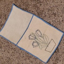 Antique Tulip Embroidery Hand Sewn Makeup Lingerie Pouch 11x6.5 Inch - $12.60