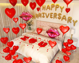 Anniversary Decorations, Happy Anniversary Banner, Latex Heart Balloons,... - £21.94 GBP