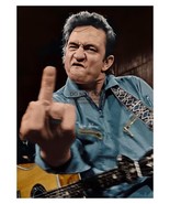 JOHHNY CASH FLIPPING THE BIRD TO THE CAMERA COUNTRY SINGER 5X7 COLORIZED... - £6.67 GBP