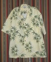 Pacific Legend Men&#39;s XL Hawaiian Shirt Pastel Yellow Bamboo Leaves - £14.47 GBP