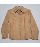 Cabela&#39;s Women&#39;s leather Jacket Sz L Button up Western tan natural coat - £58.03 GBP