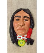 Vintage Handpainted Native American Indian Plaster Wall Head - $1,198.27 MXN