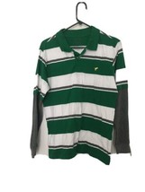 Wrangler Boys Green Striped Polo Shirt Size XXL Long Sleeve Top - £24.20 GBP