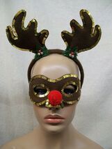 2pc Reindeer Costume Set Rudolph Christmas Play Antlers Headband Mask Ma... - $16.51 CAD