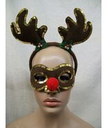 2pc Reindeer Costume Set Rudolph Christmas Play Antlers Headband Mask Ma... - $215.27 MXN
