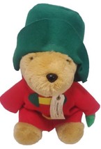 Paddington Bear Plush Sears Christmas Toy 16&quot;  Tag Toy Red Coat Green Hat Vtg - £11.83 GBP