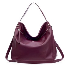 Bruno Rossi Italian Made Burgundy Red Leather Hobo Bag With Two Compartm... - £304.22 GBP