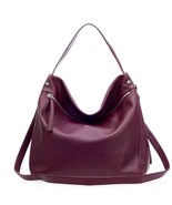 Bruno Rossi Italian Made Burgundy Red Leather Hobo Bag With Two Compartm... - $7,143.02 MXN