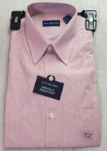 John Ashford Dress Shirt Mens Size 15.5 Red Striped Cotton Collared Button Down - £12.54 GBP