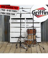 2-Pack Hi-Hat Stand &amp; Cymbal Boom Stand Kit by GRIFFIN | Deluxe Chrome H... - $110.60 CAD+