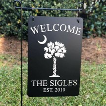 Laser Engraved SC Palmetto Tree 12 x 18 Black Aluminum Garden Flag Yard ... - £31.86 GBP