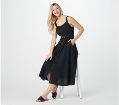 All Worthy Hunter McGrady Petite Belted Woven Dress (Black, Petite 14) A397475 - $22.61