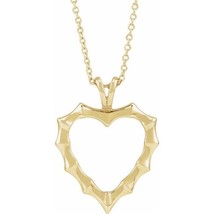 14K Yellow Gold Bamboo Heart 16-18&quot; Necklace - £416.04 GBP