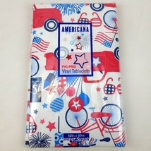 Tablecloth Americana Fireworks Trucks Vinyl 52 x 90" Oblong 4th Of July New - $14.99
