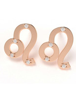 Leo Zodiac Sign Diamond Earrings In Solid 14k Rose Gold - $339.08 CAD
