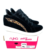 Ryka Viv Leather Lace-Up Sneakers with Animal Accent Black US 11W EUR 41 - £19.85 GBP