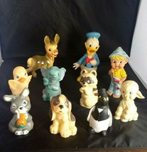 RARE Rubber Squeaky Toys Lot of 10 Sun Rubber N T Aubin Disney Dell Penguin Dog - £111.14 GBP