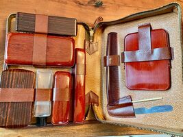 Vintage Rumpp Vanity Travel Kit Leather Case w/Mohawk Men's Shaving Groo... - $66.01