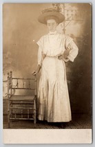 RPPC Victorian Woman with Attitude Studio Photo c1908 Postcard I21 - £7.79 GBP