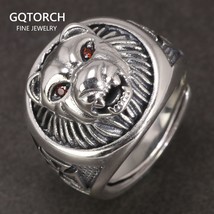 Real S925 Sterling Silver Jewelry Thai Silver Men&#39;s Personalized Lion Ring with  - £47.06 GBP