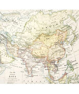 1916 Map Asia Russian Empire China India Persia Mongolia Political DWSS9 - $549.13 MXN