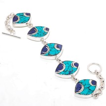 Turquoise Lapis Lazuli Handmade Ethnic Baho Jewelry Bracelet Tibetan 8&quot; SA 2238 - £7.85 GBP