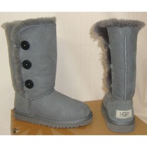 UGG Australia Gray Bailey Button Triplet Tall Suede Boots KIDS Size US 13 NEW - £78.18 GBP