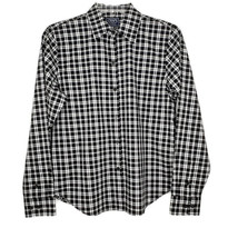 Chaps Womens Shirt Size PM Long Sleeve Button Up Collared Black White Plaid - $13.97