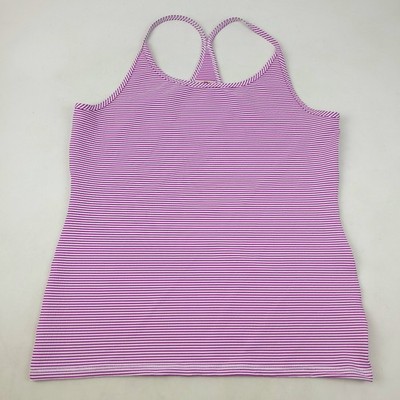 PL Movement Pink White Stripe Racerback Tank Top Sz XL Built-In Bra USA ... - $19.79