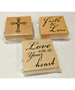 Wood Mounted Rubber Stamps Christmas Sentiments - £4.59 GBP