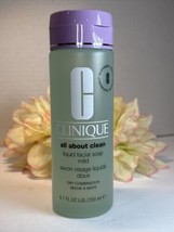Clinique All About Clean Liquid Facial Soap Mild 6.7oz Dry Combination Skin Free - £14.20 GBP