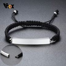 Vnox Casual Women Black Rope Chain Urn Bracelets for Men Can Be Open Stainless S - £12.35 GBP