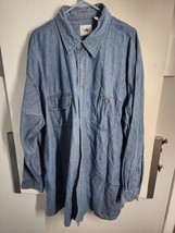 Grade A Jeans Blue Denin Button Up Shirt Vintage Size 3XL Tall - £15.81 GBP