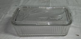 VTG Clear Refrigerator Glass Veggie Container Rectangle With Lid 8.5 Inch - £17.53 GBP
