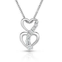 14K Gold Plated 0.38ct Round Moissanite Double Heart Infinity Pendant Necklace - £59.09 GBP