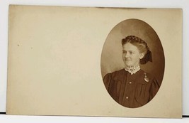 RPPC Young Lady Masked Oval Portrait Lovely Braided Hair c1910 Postcard H14 - $6.95