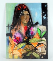 Untitled Portrait of Woman by Jordi Bonas Oil Painting on Board 30&quot; x 22&quot; Unfram - £2,176.24 GBP